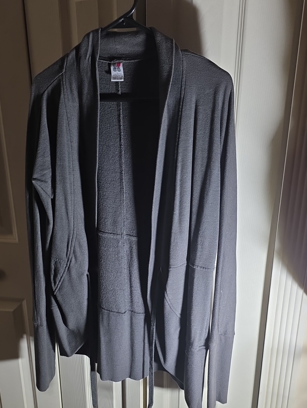 Women's Grey Open-Front Cardigan Sweater - Classic Draped Style